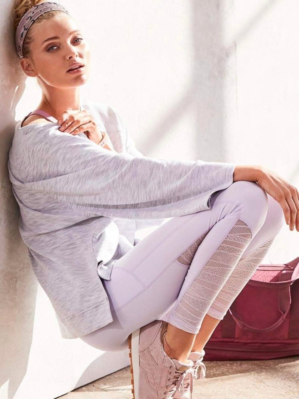 Victoria's Secret sport | Cream & Gray Boxy Pullover Sweater | Size Extra Small